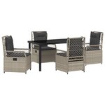 vidaXL Ensemble de salle à manger de jardin de 5 pièces en rattan poly gris clair