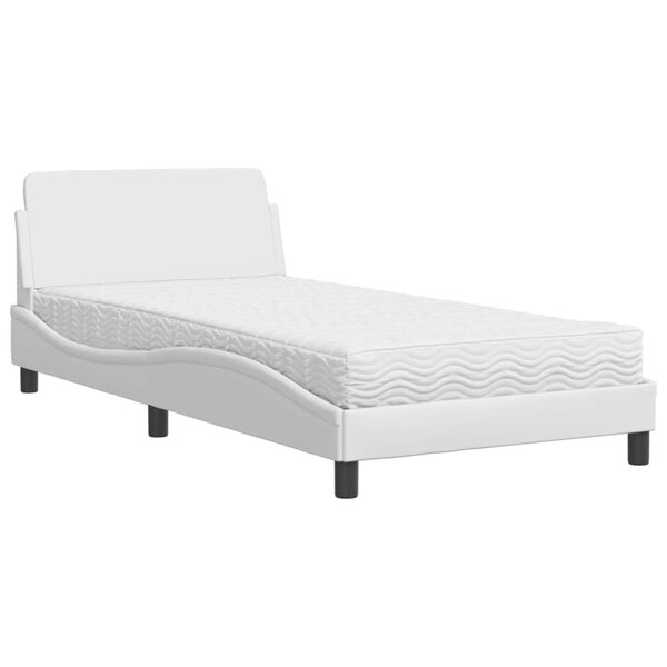 vidaXL Lit avec matelas blanc 100x200 cm similicuir