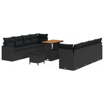vidaXL Ensemble de canapé de jardin 11 Pièces Noir 90 x 55 x 71 cm
