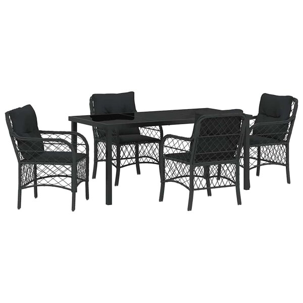 vidaXL Ensemble de salle à manger pour jardin 5 Pièces Noir polyrotin