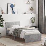 vidaXL Cadre de lit sans matelas avec lumières LED gris béton 75x190cm
