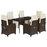 vidaXL Ensemble à manger de jardin et coussins 7 Pièces marron rotin