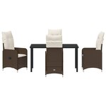 vidaXL Ensemble de salle à manger de jardin 5 pièces avec coussins marron Poly Rattan