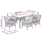 vidaXL Ensemble à manger de jardin et coussins 7 Pièces gris rotin