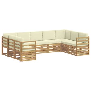 vidaXL Ensemble de canapés d'extérieur 9 pc Blanc et crème Polyester