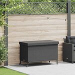 vidaXL Boîte de rangement de jardin et roues noir résine tressée