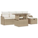 vidaXL Ensemble de canapé de jardin 6 Pièces Beige Poly rotin
