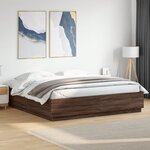 vidaXL Cadre de lit avec lumières LED chêne marron 200x200 cm