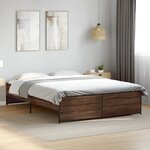 vidaXL Cadre de lit chêne marron 150x200 cm bois d'ingénierie et métal