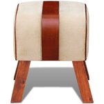 Vidaxl tabouret toile et cuir véritable marron 40 x 30 x 45 cm