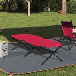 vidaXL Lit de Soleil Pliant avec Sac de Transport Rouge Tissu Oxford 600D