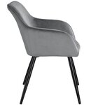 Lot de 2 chaises pieds noir siège de salon cuisine salle à manger design élégant velours gris 08_0000133