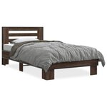 vidaXL Cadre de lit chêne marron 75x190 cm bois d'ingénierie et métal