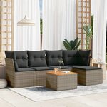 vidaXL Salon de jardin 6 Pièces avec coussins gris résine tressée