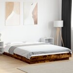 vidaXL Cadre de lit sans matelas chêne fumé 135x190 cm