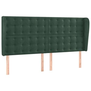 vidaXL Tête de lit avec oreilles Vert foncé 203x23x118/128 cm Velours