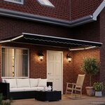 vidaXL Store rétractable manuel avec LEDs Noir et Blanc 4 × 3 m