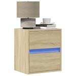 vidaXL Tables de chevet murales avec lumières LED 2 Pièces chêne sonoma