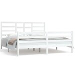 vidaXL Cadre de lit Blanc Bois massif 180x200 cm Super King