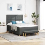 vidaXL Lit à ressorts avec coussin Gris foncé 200 x 140 cm tissu