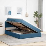 vidaXL Lit de rangement LED avec matelas Bleu foncé 140 x 190 cm