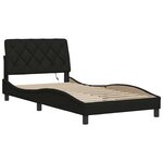 vidaXL Cadre de lit avec LED sans matelas noir 100x200 cm tissu