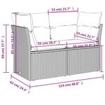 vidaXL Canapé de jardin avec coussins 2 places noir résine tressée