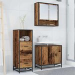 vidaXL Ensemble de mobilier de salle de bain 3 Pièces Bois ancien