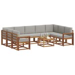 vidaXL Ensemble de canapés d'extérieur 10 pc Gris Naturel et Clair