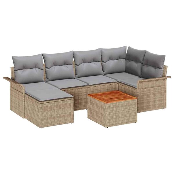 vidaXL Ensemble de canapé de jardin 7 Pièces Beige  Gris clair