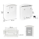 Boîte aux lettres en plastique  Costa E5301  Robuste  Anticorrosion  Blanc