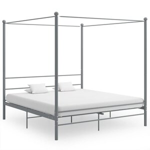 vidaXL Cadre de lit à baldaquin sans matelas gris métal 180x200 cm