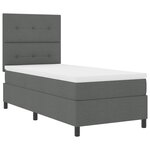 vidaXL Lit ressort avec matelas et LEDs en gris foncé  100 x 200 cm  tissu