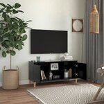 vidaXL Meuble TV avec pieds en bois massif Noir 103 5x35x50 cm