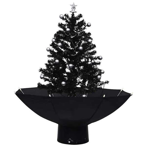 vidaXL Arbre de Noël neigeux avec base de parapluie Noir 75 cm PVC