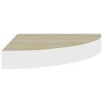 vidaXL Étagère d'angle murale Chêne et blanc 25x25x3 8 cm MDF
