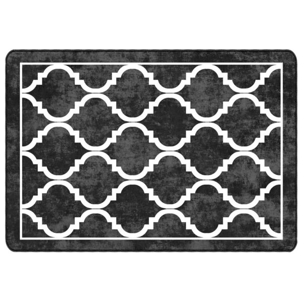 vidaXL Tapis lavable noir et blanc 120x180 cm antidérapant