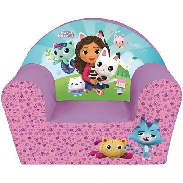 Fauteuil club enfant Gabby et la Maison Magique rose - 52 x 33 x hauteur 42 cm