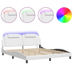 vidaXL Cadre de lit avec LED sans matelas blanc 180x200 cm