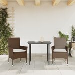 vidaXL Chaises de jardin avec coussins lot de 2 marron résine tressée