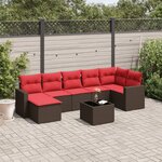 vidaXL Salon de jardin 8 Pièces avec coussins marron résine tressée
