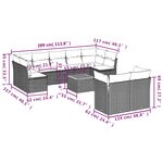 vidaXL Salon de jardin 10 Pièces avec coussins gris résine tressée