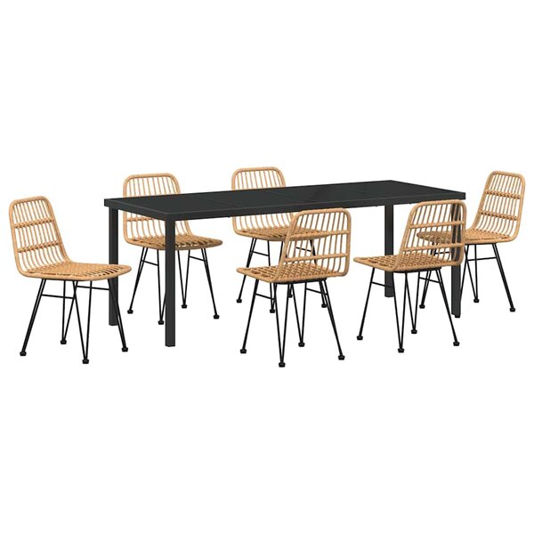 vidaXL Ensemble de salle à manger pour jardin 7 Pièces Marron