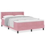 vidaXL Lit à ressorts ensachés rose avec matelas 160x200 cm en velours