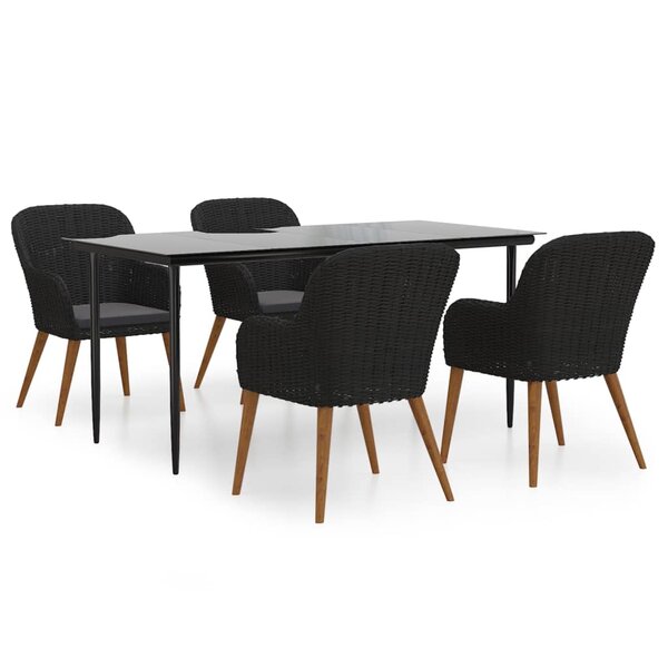 vidaXL Ensemble de salle à manger de jardin avec coussins 5 Pièces Noir