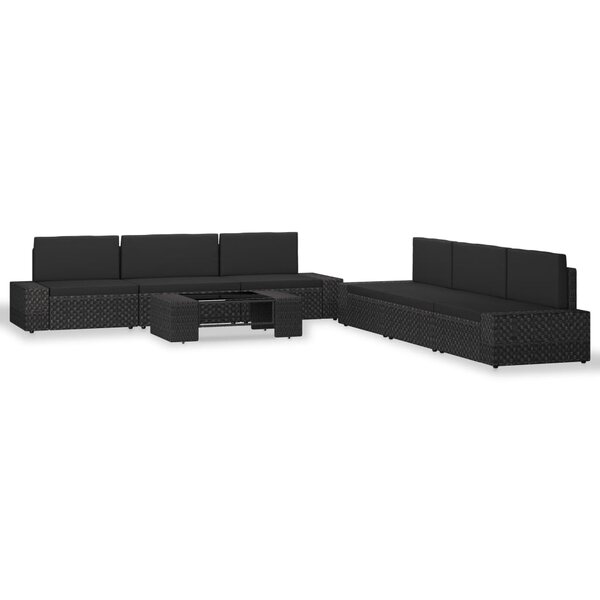 vidaXL Salon de jardin 7 Pièces Résine tressée Noir