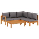 vidaXL Salon de jardin avec coussins 4 Pièces bois d'acacia massif