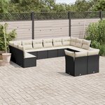 vidaXL Salon de jardin 12 Pièces avec coussins noir résine tressée