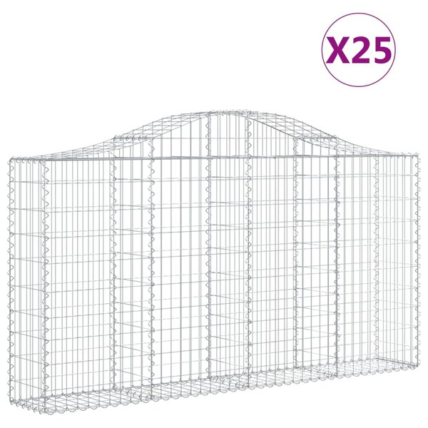 vidaXL Paniers à gabions arqués 25 Pièces 200x30x100/120 cm Fer galvanisé