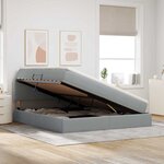 vidaXL Lit avec rangement et matelas Gris clair 160 x 200 cm